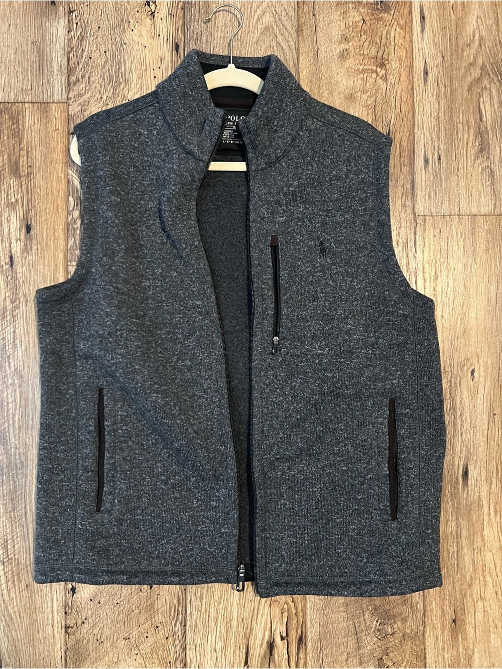 Polo by Ralph Lauren Charcoal Gray Sleeveless Zip Vest